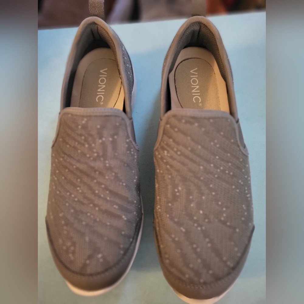 Vionic Gray Slip-On Sneakers with Textured Upper #449